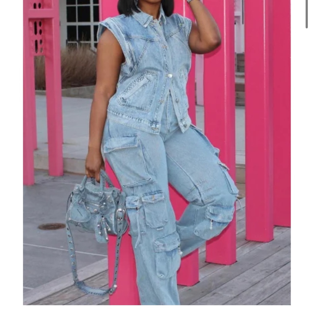 Denim cargo jeans